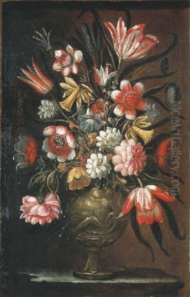 Fleurs Dans Un Cadre En Trompe L'oil - view 1