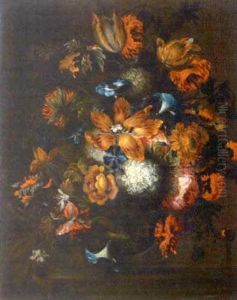 Bouquet De Fleurs Sur Un Entablement