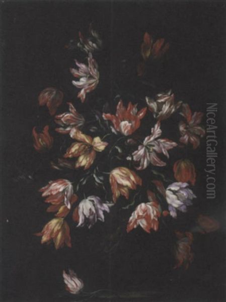 Tulipani In Un Vaso Scolpito Con Venere E Amorini - view 1