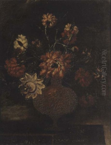 A Still Life With Flowers In A Bronze Urn - view 1