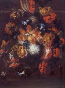 Bouquet De Fleurs Sur Un Entablement by Mario Nuzzi Mario Dei Fiori