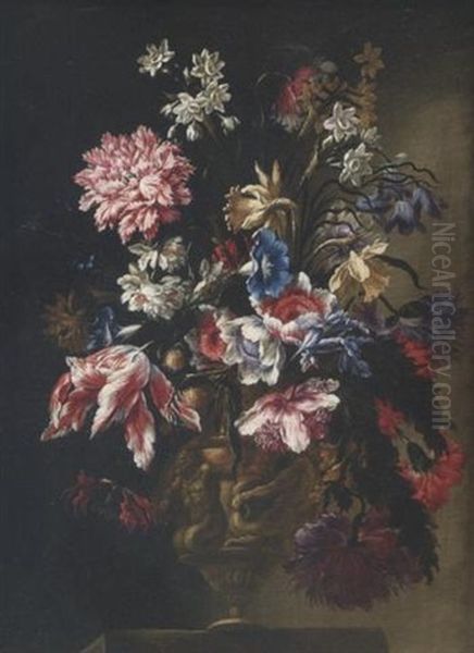 Ritratto Di Vaso Metallico Con Fiori - view 1