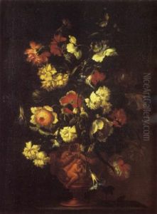 Bouquet De Fleurs Dans Un Vase Sculpte Dispose Sur Un Entablement by Mario Nuzzi Mario Dei Fiori