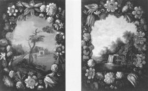 Garlards Of Flowers With Idyllic Landscapes Garlards Of Flowers With Idyllic Landscapes