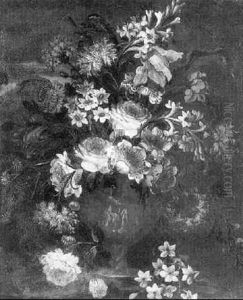 An Urn Of Flowers In A Landscape