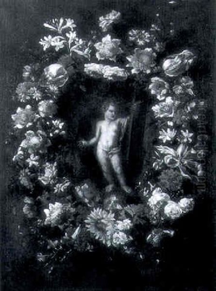 Guirlande De Fleurs Entourant L'enfant Jesus - view 1