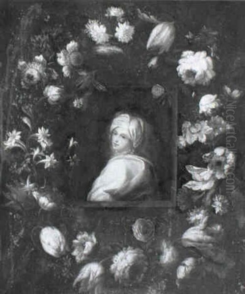 Garland Of Flowers Encircling Portrait Of Beatrice Cenci - view 1