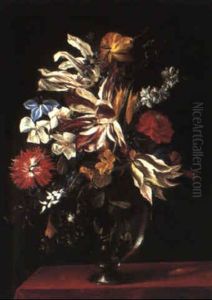 Still Life With Flowers In A Glass Vase
