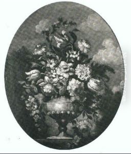 Peonies, Tulips, Daffodils And Other Flowers In An Urn On A Ledge by Mario Nuzzi Mario Dei Fiori