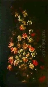 Vase De Fleurs Sur Un Entablement by Mario Nuzzi Mario Dei Fiori