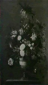 A Still Life Of Assorted Flowers Including Tulips, Lilies, Peonies And Convulvulus... by Mario Nuzzi Mario Dei Fiori