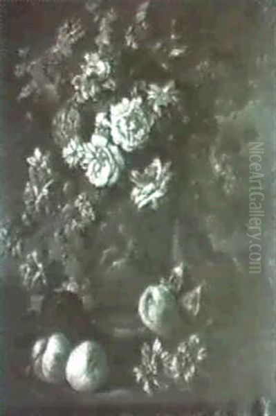 Blumenstilleben Mit Rosen Und Nelken In Einer Reliefierten Vase - view 1