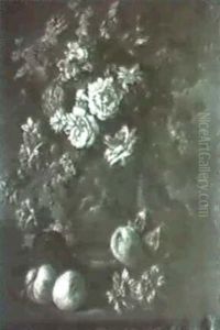 Blumenstilleben Mit Rosen Und Nelken In Einer Reliefierten  Vase