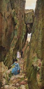 Sightseers, Scene From Kungsklyftan (king's Gorge), Fjallbacka On The West Coast Of Sweden by Ivar Nyberg