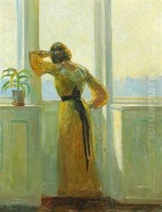 Interior With A Woman Contemplating The View by Poul Friis Nybo