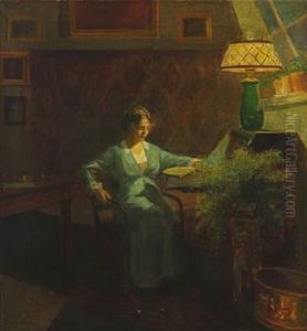 Interior With Reading Woman by Poul Friis Nybo