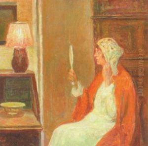 Interior Med Dame, Der Ser I Spejlet by Poul Friis Nybo