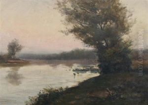River Landscape At Dawn