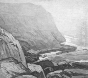 Rocky Shoreline On A Misty Day