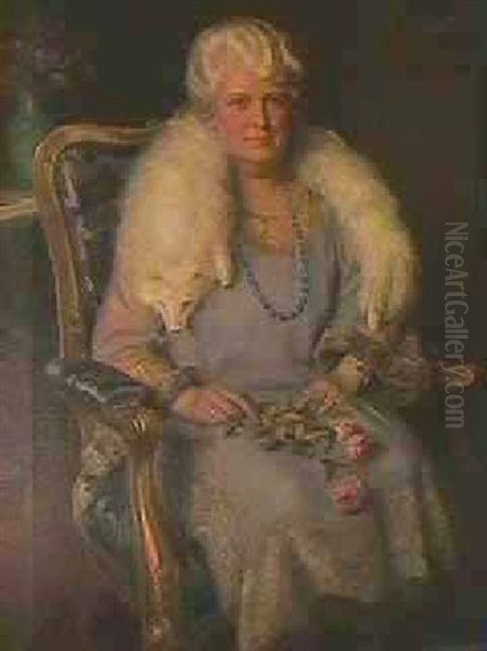 Lady With Blue Necklace And Roses - view 1