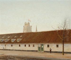 Barracks With A View Of The Tower Of Dordrecht by Dirk Nyland