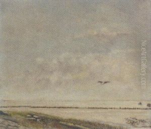 A Seascape With A Seagull In A Cloudy Sky by Dirk Nyland