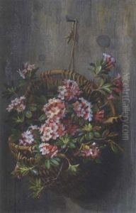 Weidenkorb Mit Alpenrosen by Marie Nyl-Frosch