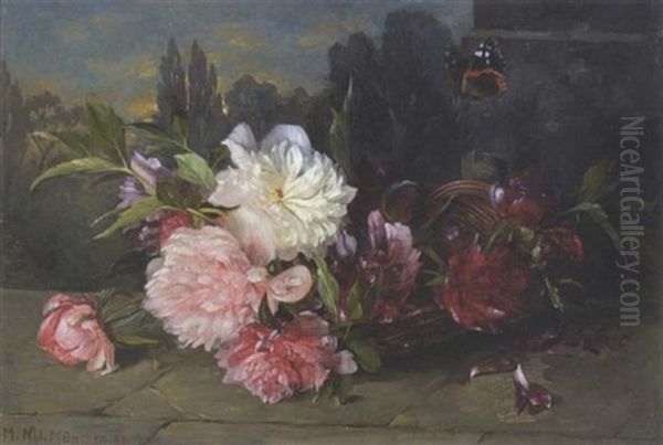 Stillleben Mit Pfingstrosen Und Schmetterling - view 1