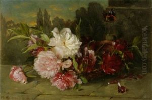 Blumenstilleben Mit Schmetterling by Marie Nyl-Frosch