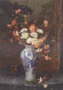 An Opulent Still Life In A Oriental Vase