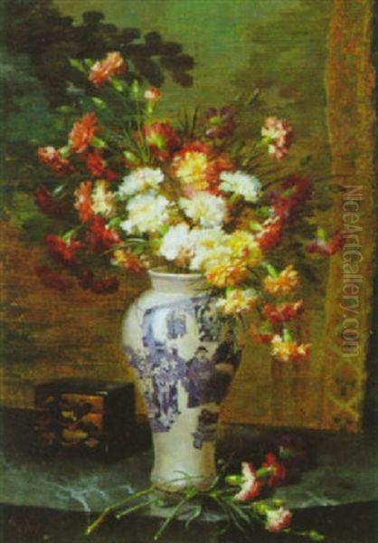 Chinesische Dose Und Vase Mit Nelke - view 1
