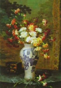 Chinesische Dose Und Vase Mit Nelke