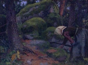 Blasippsplockande Kvinna by Hilding Nyman
