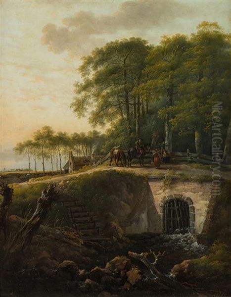 Paisaje Con Rio Y Figuras - view 1