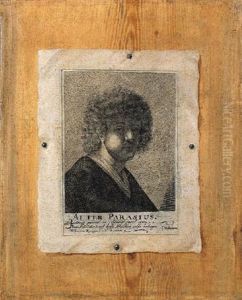 A Trompe L'oeil Engraving Of A Head Of A Young Man Hanging On A Wooden Partition