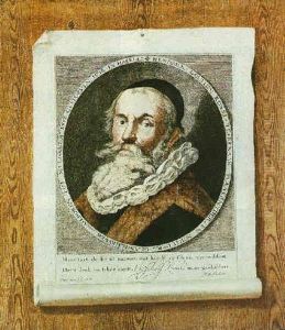 A Trompe L'oeil Of An Engraved Portrait Of The Painter Hendrick Goltzius Pinned To A Wooden Panel