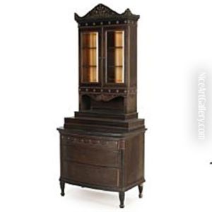 A Unique Brownpainted Wood Display Cabinet by Martin Nyrop