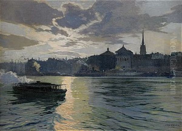 Stockholmsmotiv Mot Skeppsbron, Aftonstamning - view 1