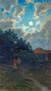 Moonlit Walk On Skagen by Valdemar Nystroem