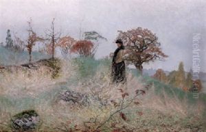Kvinna I Landskap by Valdemar Nystroem