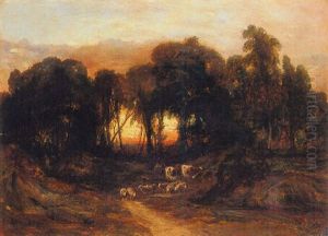 Returning Home At Sunset by John Wright Oakes