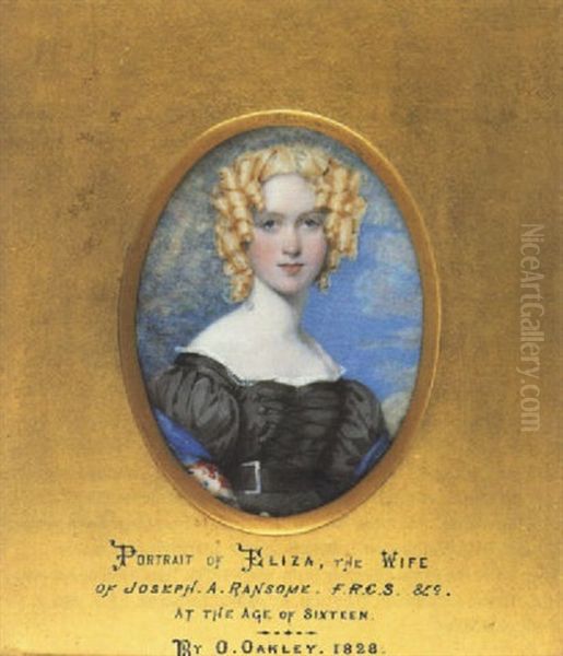 Eliza, Wife Of Joseph A. Ransome, Wearing Lace-trimmed Black Dress With Buckled Belt And Embroidered Shawl, Her Hair In Ringlets - view 1