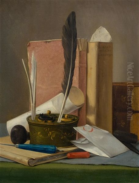 Still-life With Books And Writing Instruments - view 1