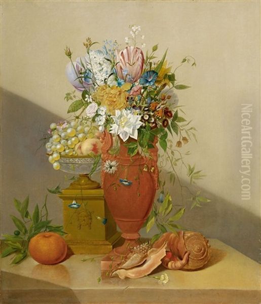 Stillleben Mit Blumen, Fruchten Und Muscheln - view 1