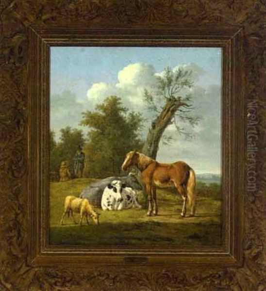 Grazing In A Summer Landscape - view 1