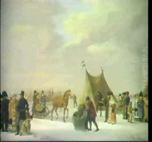 Buntes Treiben Auf Einem Zugefrorenen See