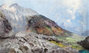 Gebirgslandschaft Mit Blick In Ein Tal Gebirgslandschaft Mit Blick In Ein Tal