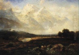 View Of Chamonix With The Mont Blanc In The Background by Adolf Obermuellner