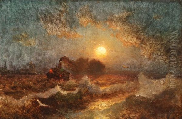 Nocturnal Marine Scene With St. Petersburg Skyline In The Distance - view 1