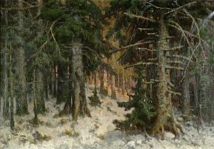 A Pine Forest In Winter by Nikolai Obolensky